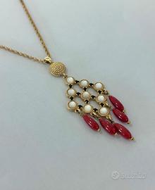Collana Ciondolo Argento 925 Corallo Madreperla