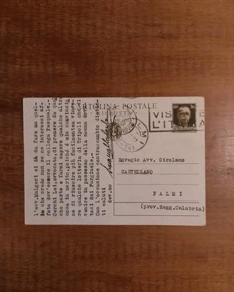 Cartolina postale 1937 – corrispondenza legale