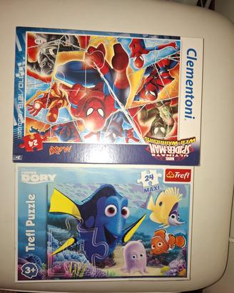 2 puzzle:  Spiderman, Dory Disney e 1 memory card