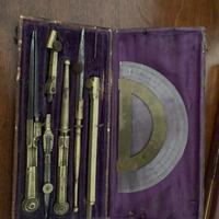 Antico Set geometra ottone compasso gognometro