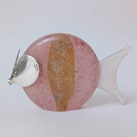 GAMBARO POGGI MURANO PESCE vetro SCAVO Rosa ORO
