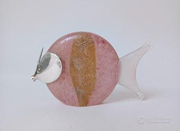 GAMBARO POGGI MURANO PESCE vetro SCAVO Rosa ORO