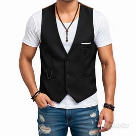 Gilet Panciotto Uomo Nero Slim Fit - Tg. L