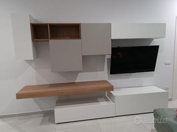 Parete attrezzata moderna bianco/tortora – Ottime 