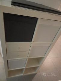 kallax ikea completo di scatole e cassetti