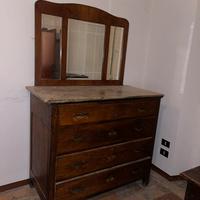 Comò di pregio legno massello e marmo e specchio