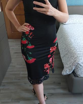 Abito Tango Argentino a stampa floreale & pizzo