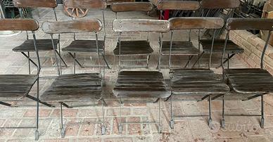 Sedie apribili in ferro e legno