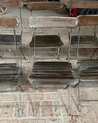 Sedie apribili in ferro e legno