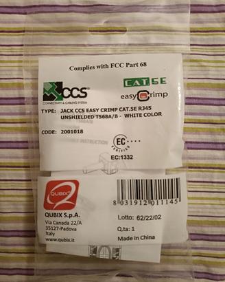 N. 10 prese Jack CCS Easy Crimp Cat. 5e RJ45