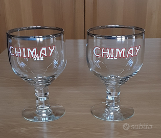 Coppia n.2 calici bicchieri birra CHIMAY anni 80