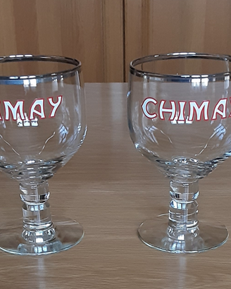 Coppia n.2 calici bicchieri birra CHIMAY anni 80