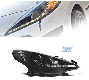 FARI PER PEUGEOT 207 06-12 LUCE DIURNA A LED NERO 
