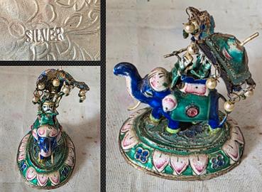 elefante indiano argento laccato vintage,si sped.