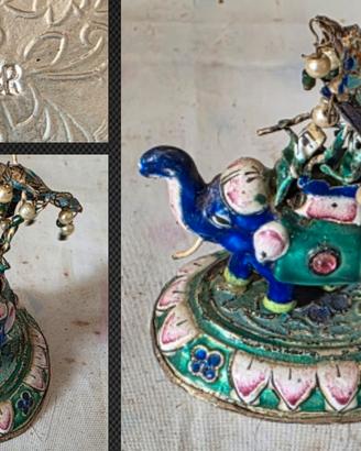 elefante indiano argento laccato vintage,si sped.