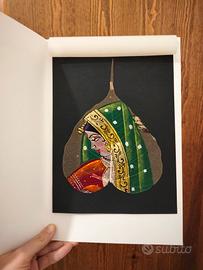 Dipinto indiano su foglia di Pipal