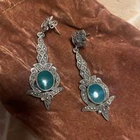 Orecchini argento e pietra dura verde