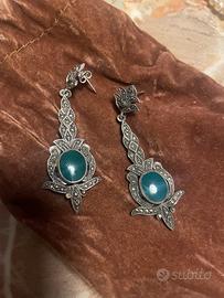 Orecchini argento e pietra dura verde