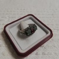 Anello Donna Argento 925 Rubino Smeraldi 