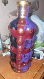 BOTTIGLIA DA LIQUORE IN CERAMICA DI DERUTA ROSSO M