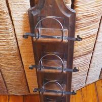 Portabottiglie legno e ferro battuto arte povera