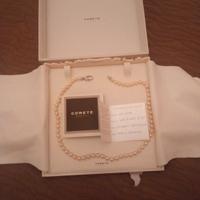 collier di perle vere con gancio in oro e brillant