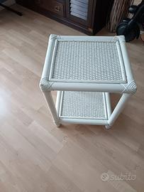 sgabello tavolino midollino bianco