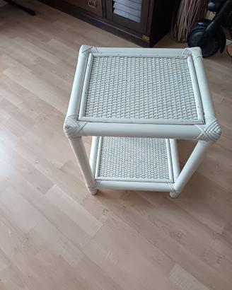 sgabello tavolino midollino bianco