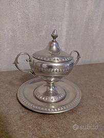 Zuccheriera con piattino in peltro 