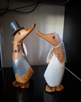 Coppia papere sposi in legno dcuk