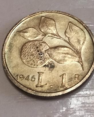 rara moneta 1 lira arancio in alluminio anno 1946 