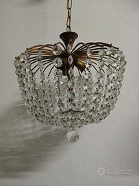 lampadario cristalli e ottone