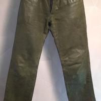 Pantaloni Vera Pelle Verde Scuro Militare
