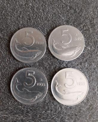 5 Lire Delfino 1952-1953-1954-1955
