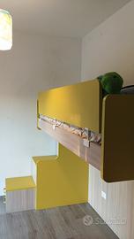 Letto a soppalco con scala contenitore cassetti