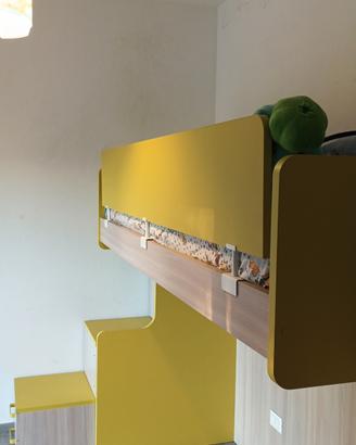 Letto a soppalco con scala contenitore cassetti