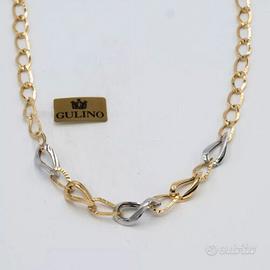 Collana donna in oro giallo e bianco 18 kt D.77