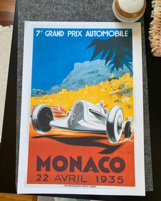 Poster vintage, gran premio Monaco A3 nuovo