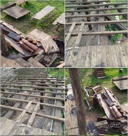 Travi tavole tavoli e piccole strutture castagno