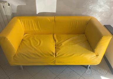 Divano 2 posti similpelle giallo 140x60