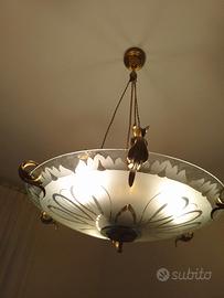 lampadario degli anni 30, Murano e ottone