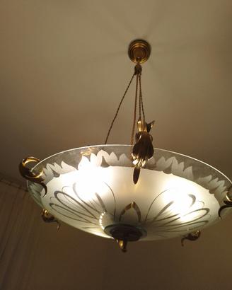 lampadario degli anni 30, Murano e ottone