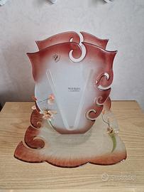Vaso e piatto in vetro Murano