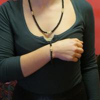 Collana in onice perle argento placcato oro