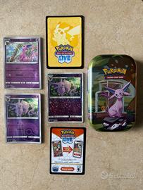 Lotto Pokémon Espeon – Tin vuota + 5 carte