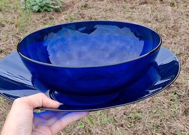 Piatto con sottopiatto Blue