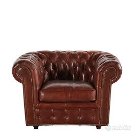 Chesterfield - Poltrona imbottita marrone in cuoio