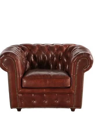 Chesterfield - Poltrona imbottita marrone in cuoio