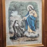 Quadro religioso Sacro Cuore stampa francese  '800