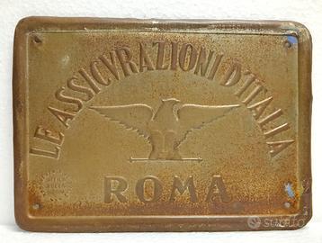 Targa insegna LE ASSICURAZIONI D'ITALIA ROMA epoca